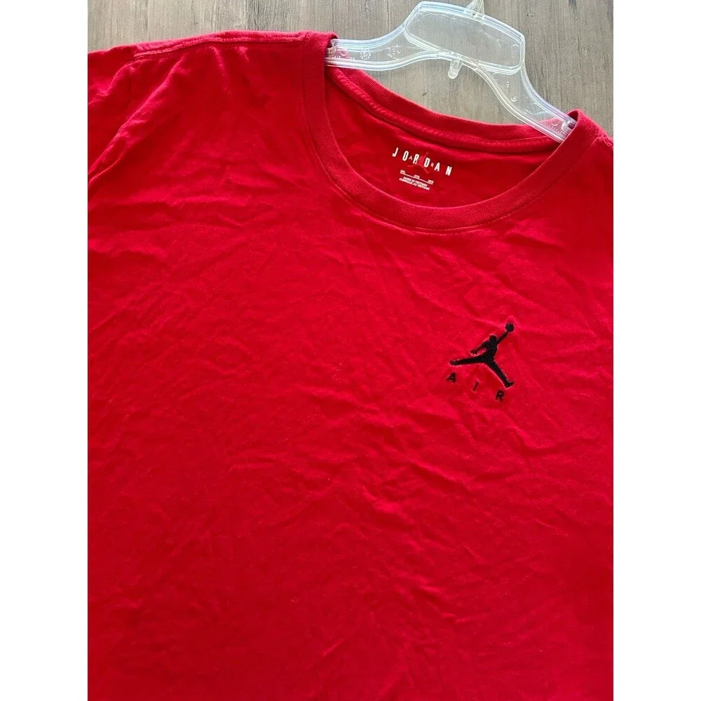 Air Jordan Knit Jumpman Logo Standard Fit T-shirt Red Size XXXL Cotton